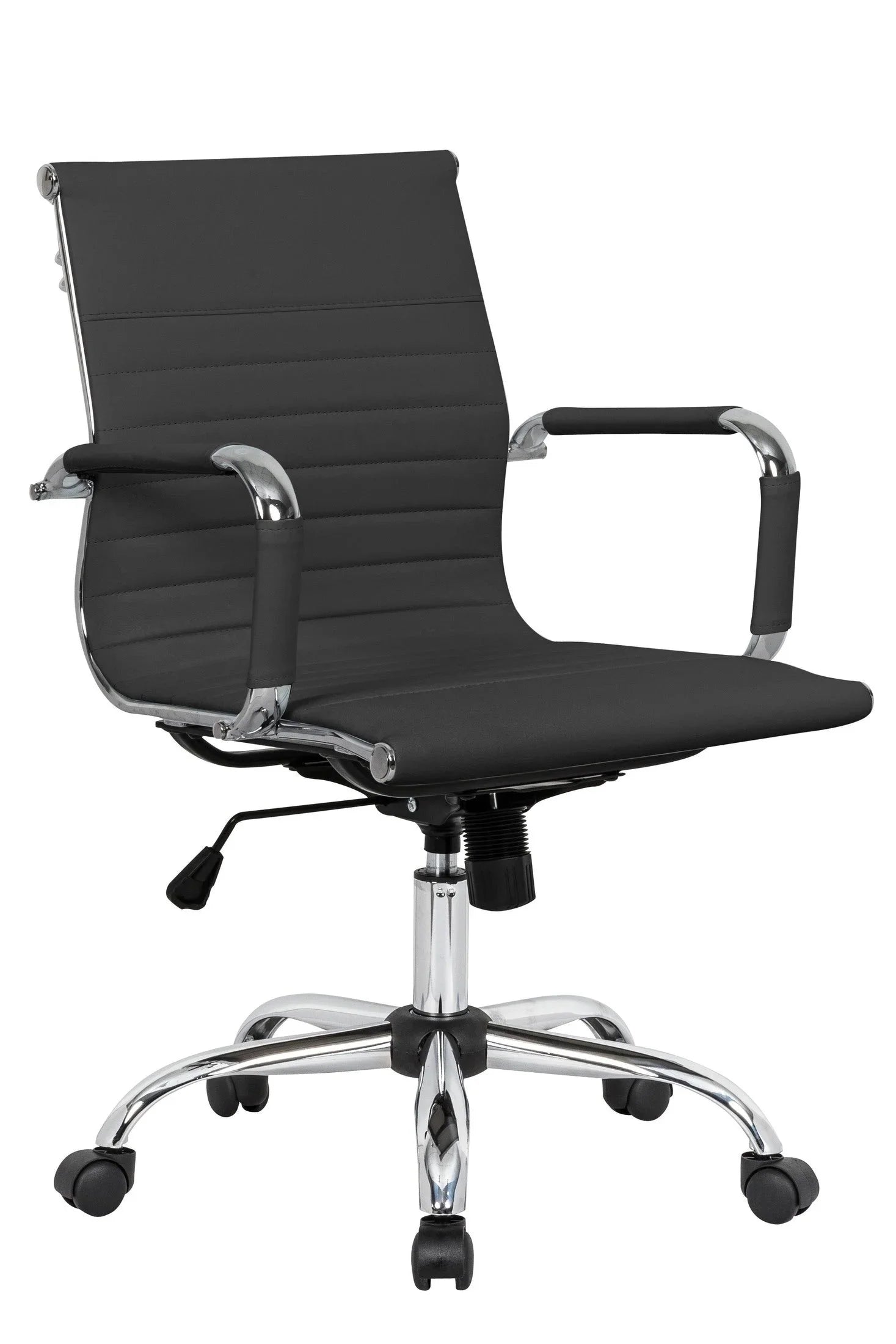 Harris Mid-Back Leather Adjustable Office Conference Chair with Armrests - Elax Furniture