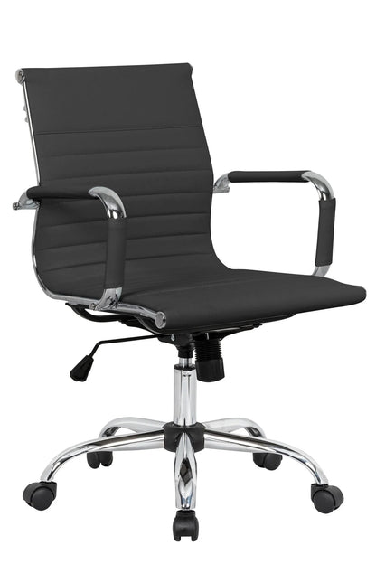 Harris Mid-Back Leather Adjustable Office Conference Chair with Armrests - Elax Furniture