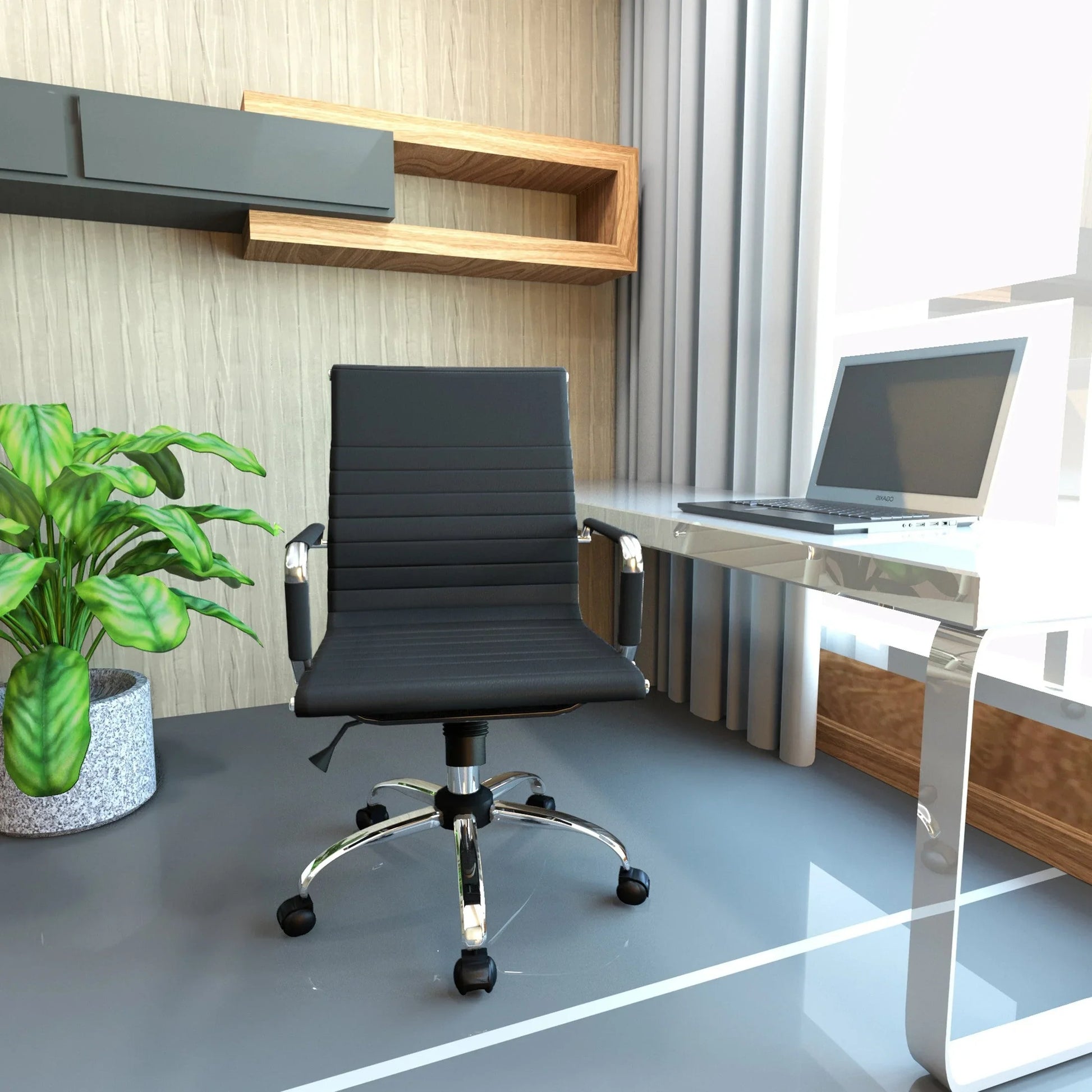 Harris Mid-Back Leather Adjustable Office Conference Chair with Armrests - Elax Furniture