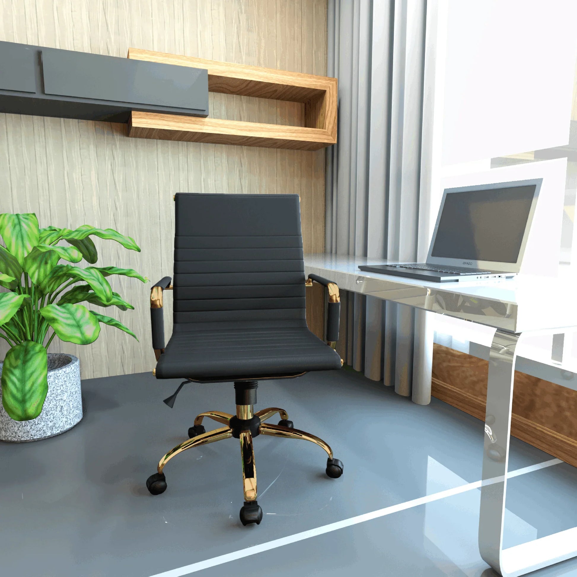 Harris Mid-Back Leather Adjustable Office Conference Chair with Armrests - Elax Furniture