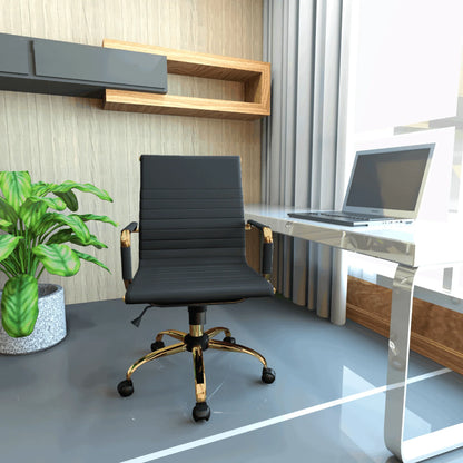 Harris Mid-Back Leather Adjustable Office Conference Chair with Armrests - Elax Furniture