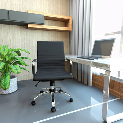 Harris Mid-Back Leather Adjustable Office Conference Chair with Armrests - Elax Furniture