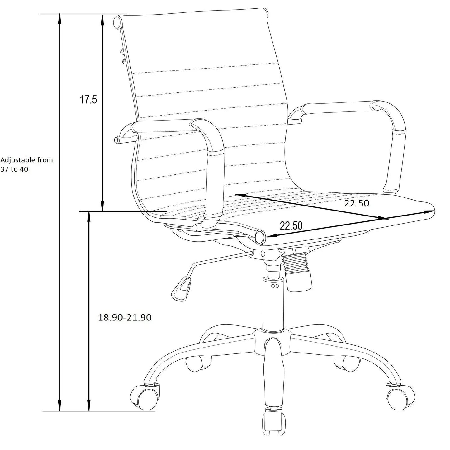 Harris Mid-Back Leather Adjustable Office Conference Chair with Armrests - Elax Furniture