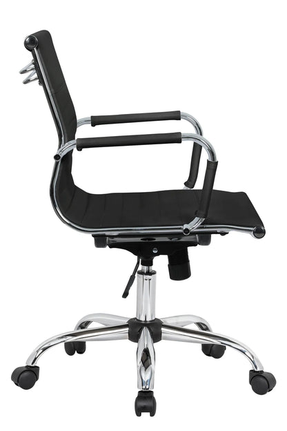 Harris Mid-Back Leather Adjustable Office Conference Chair with Armrests - Elax Furniture