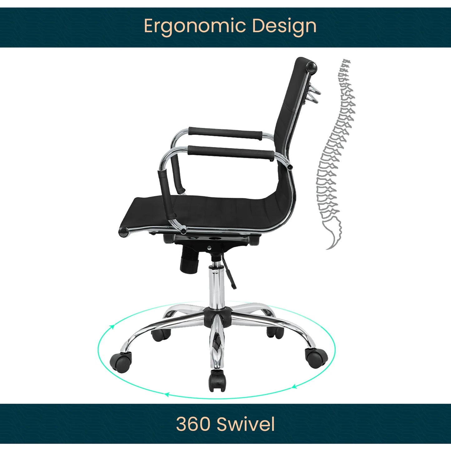 Harris Mid-Back Leather Adjustable Office Conference Chair with Armrests - Elax Furniture