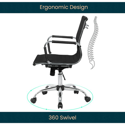 Harris Mid-Back Leather Adjustable Office Conference Chair with Armrests - Elax Furniture