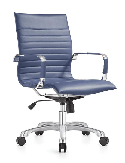 Harris Mid-Back Leather Adjustable Office Conference Chair with Armrests - Elax Furniture