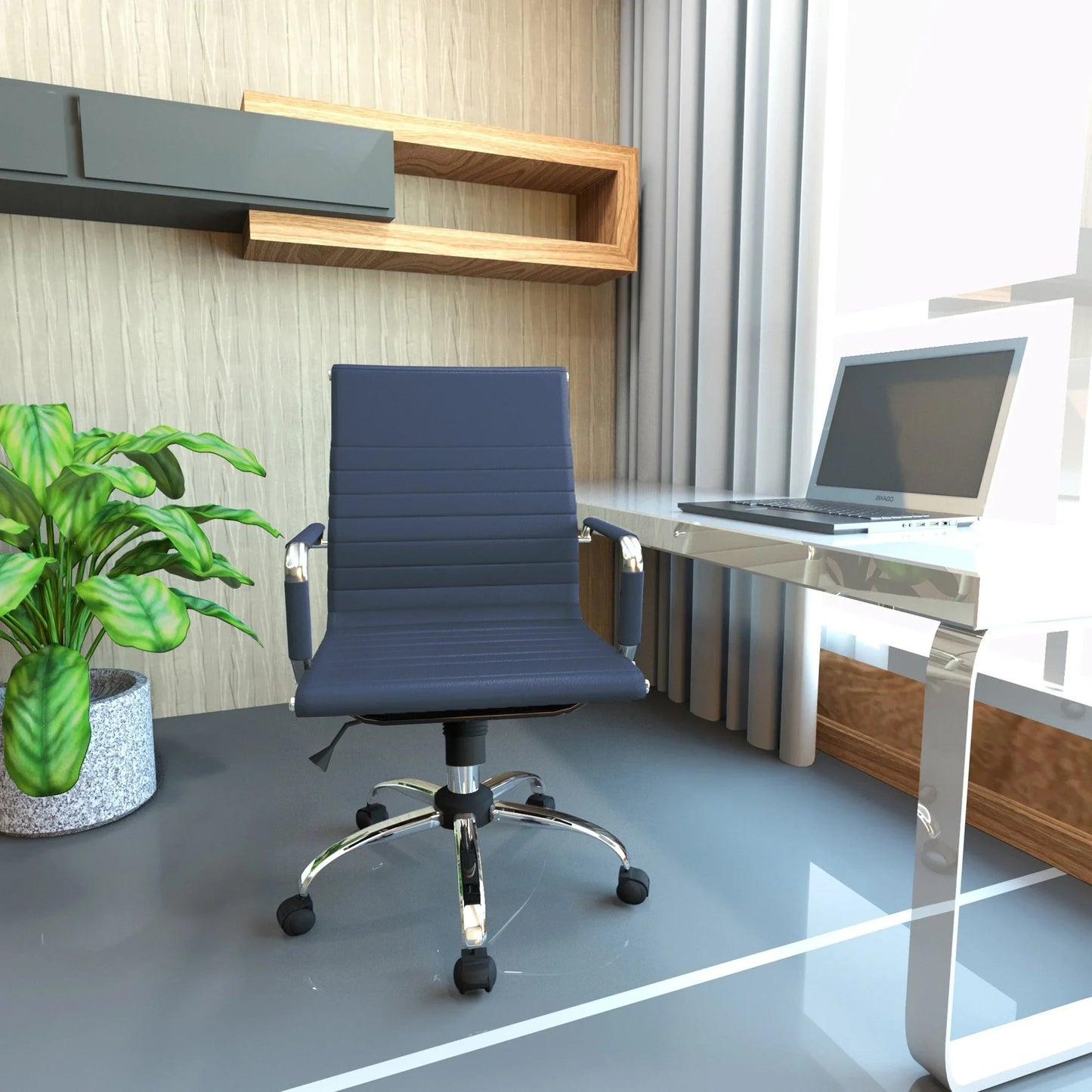 Harris Mid-Back Leather Adjustable Office Conference Chair with Armrests - Elax Furniture
