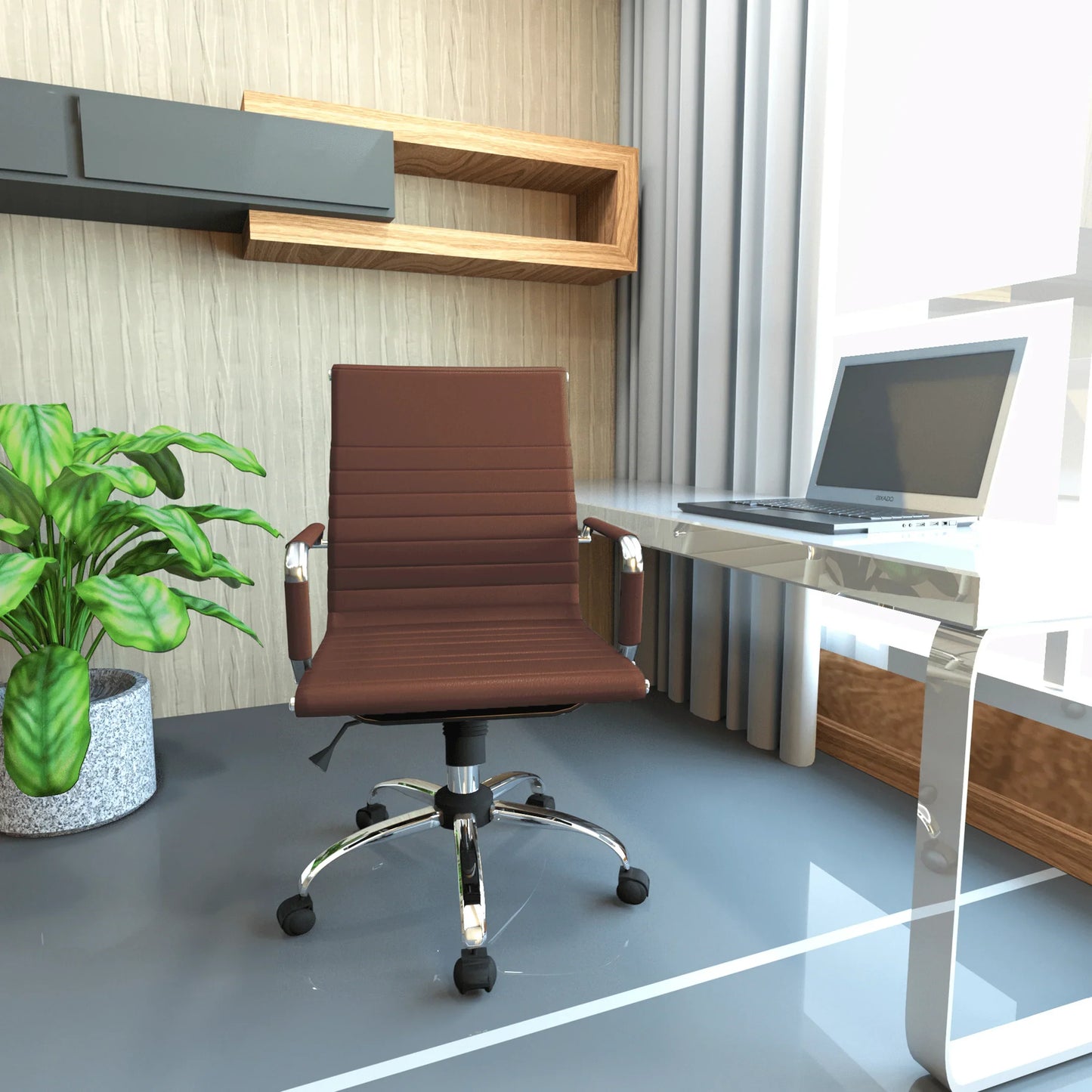 Harris Mid-Back Leather Adjustable Office Conference Chair with Armrests - Elax Furniture