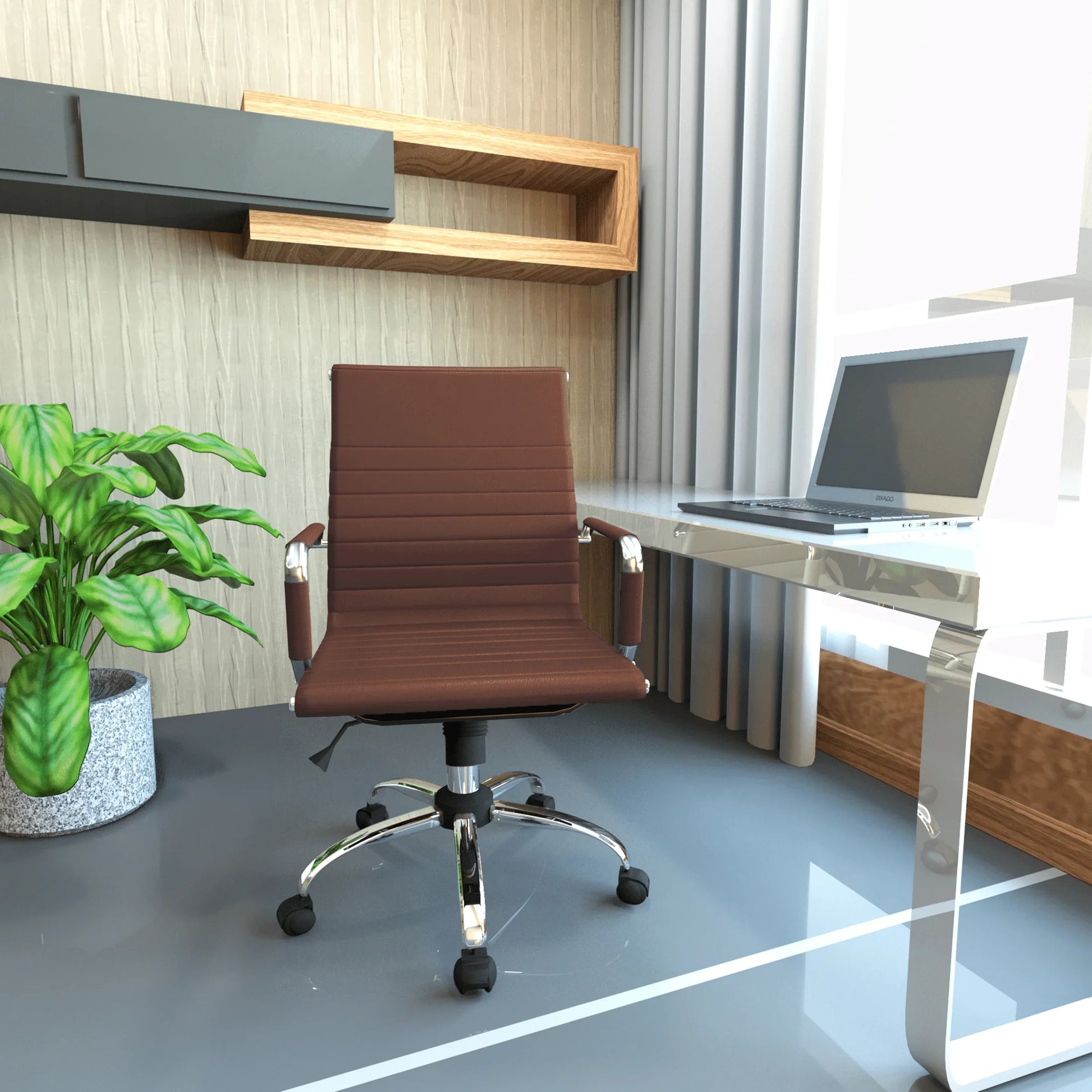 Harris Mid-Back Leather Adjustable Office Conference Chair with Armrests - Elax Furniture