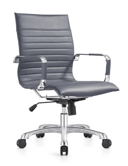 Harris Mid-Back Leather Adjustable Office Conference Chair with Armrests - Elax Furniture