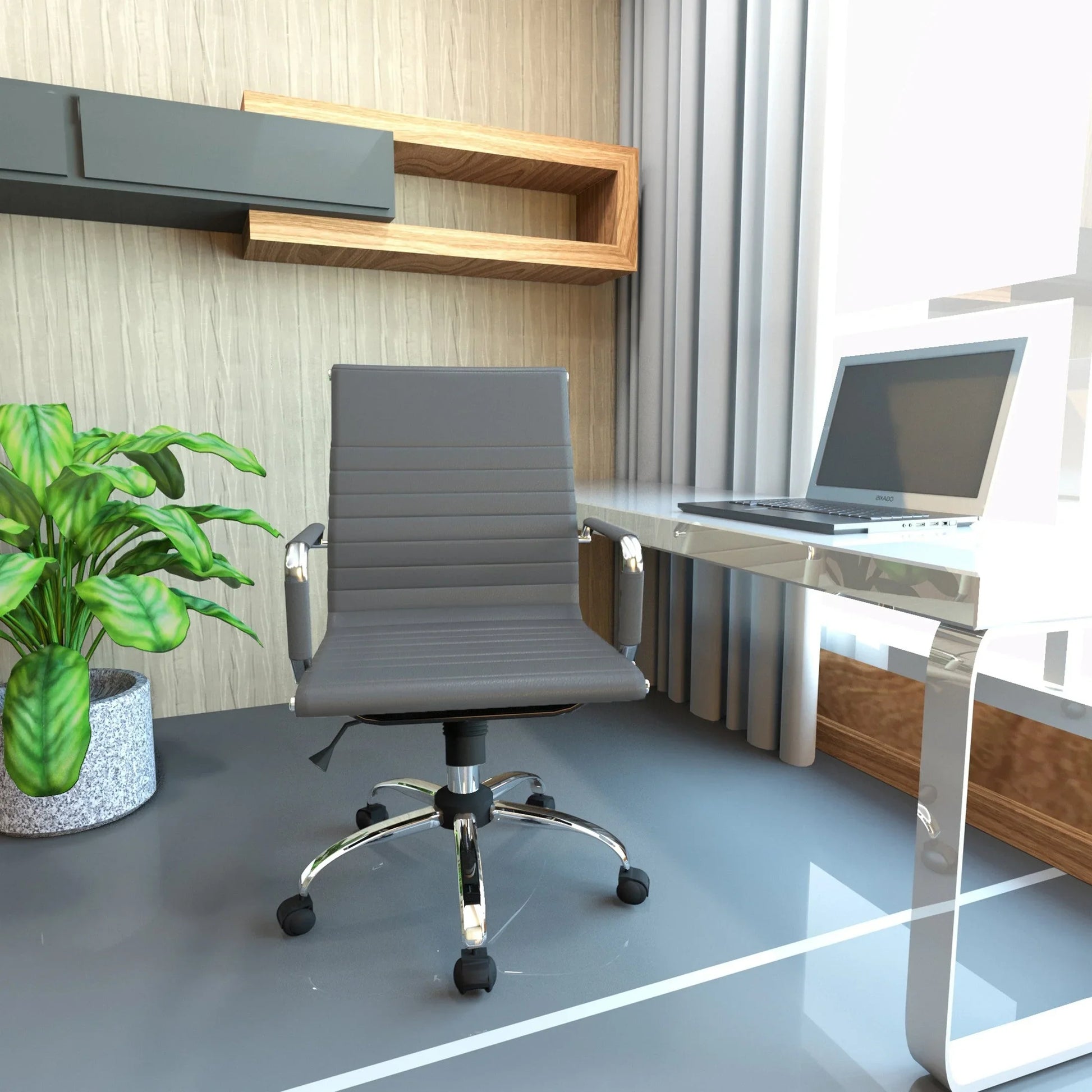 Harris Mid-Back Leather Adjustable Office Conference Chair with Armrests - Elax Furniture