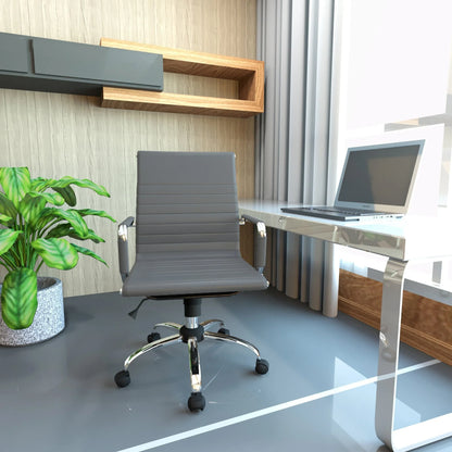 Harris Mid-Back Leather Adjustable Office Conference Chair with Armrests - Elax Furniture