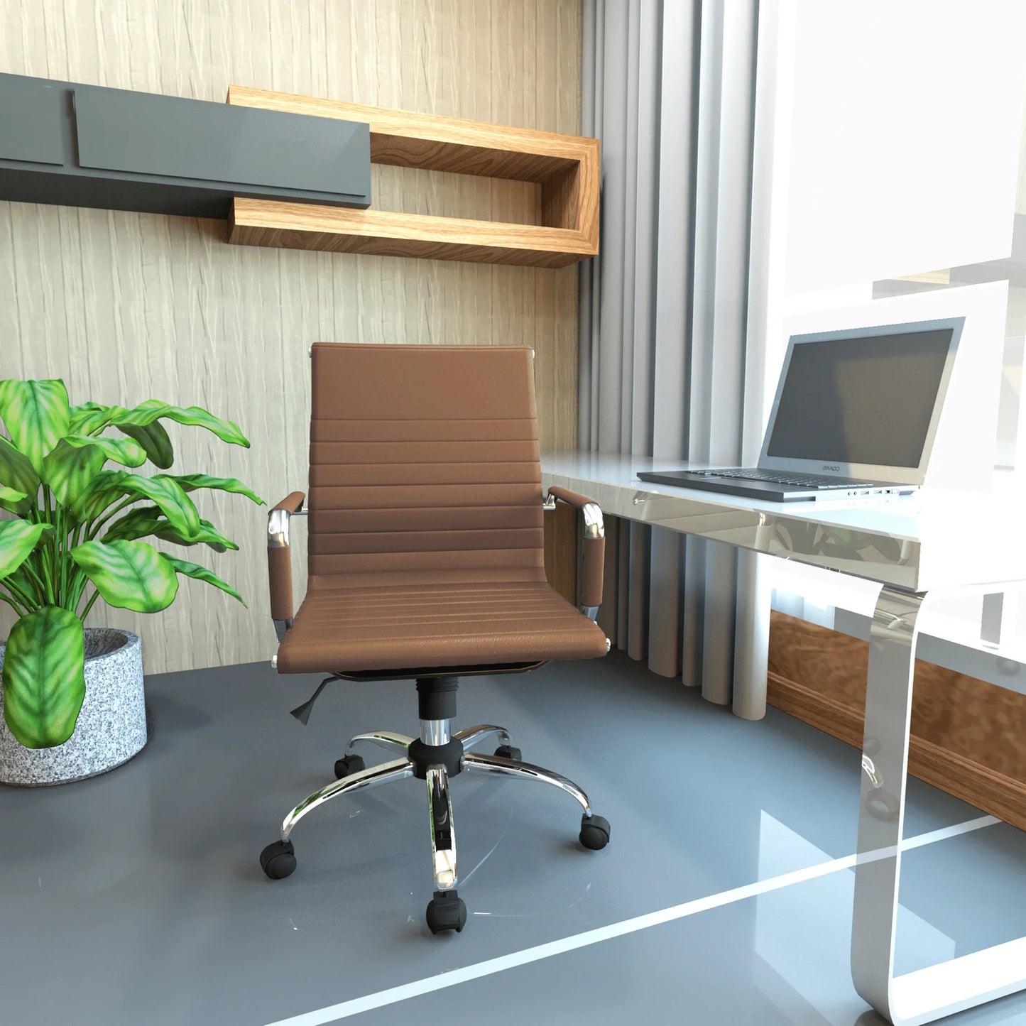 Harris Mid-Back Leather Adjustable Office Conference Chair with Armrests - Elax Furniture