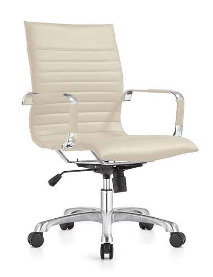 Harris Mid-Back Leather Adjustable Office Conference Chair with Armrests - Elax Furniture