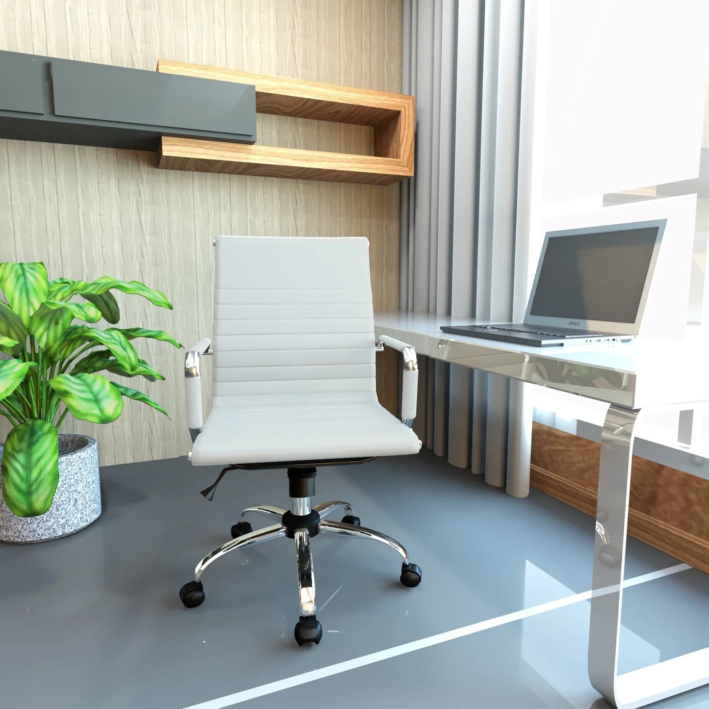 Harris Mid-Back Leather Adjustable Office Conference Chair with Armrests - Elax Furniture