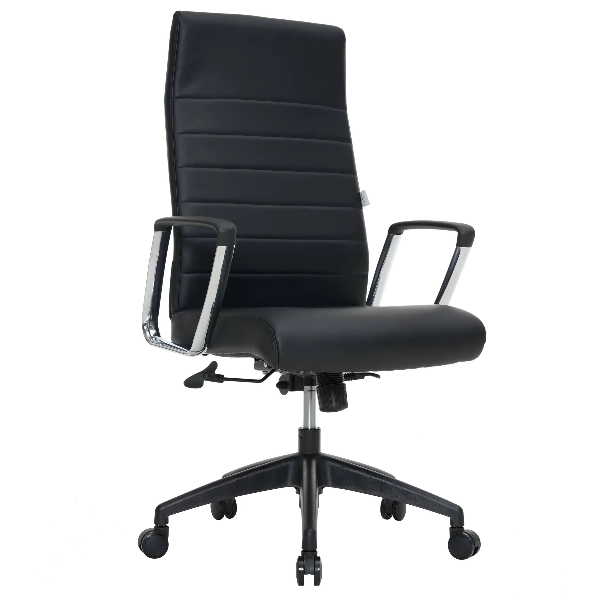 Hilton High-Back Leather Office Chair Adjustable Seat Height in Nylon - Elax Furniture