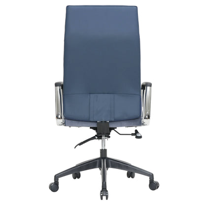 Hilton High-Back Leather Office Chair Adjustable Seat Height in Nylon - Elax Furniture