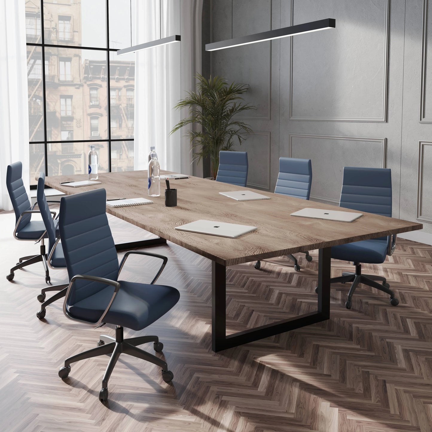 Hilton High-Back Leather Office Chair Adjustable Seat Height in Nylon - Elax Furniture