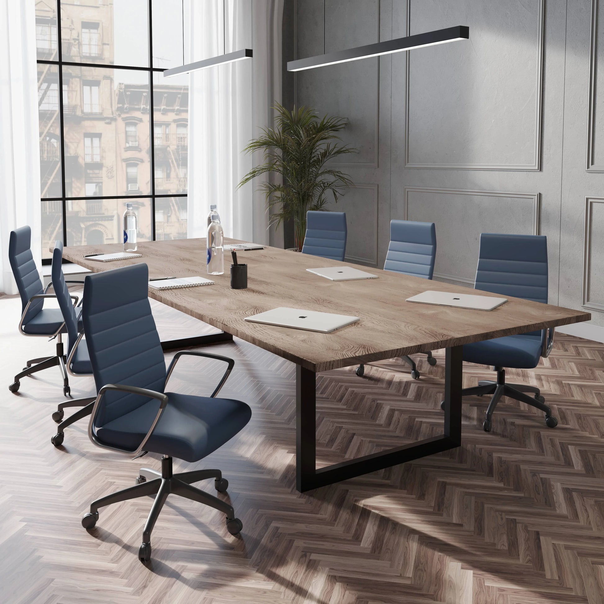 Hilton High-Back Leather Office Chair Adjustable Seat Height in Nylon - Elax Furniture