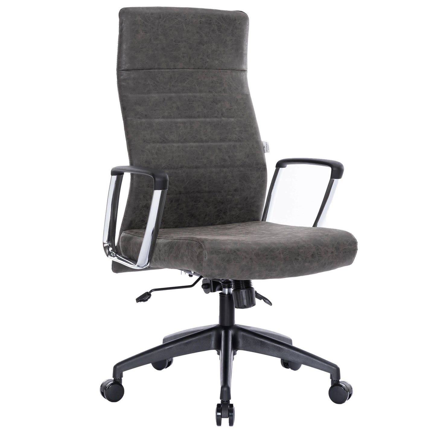 Hilton High-Back Leather Office Chair Adjustable Seat Height in Nylon - Elax Furniture