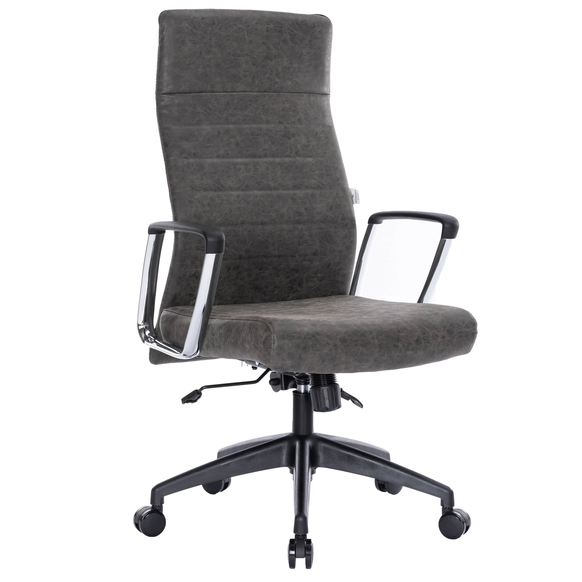 Hilton High-Back Leather Office Chair Adjustable Seat Height in Nylon - Elax Furniture