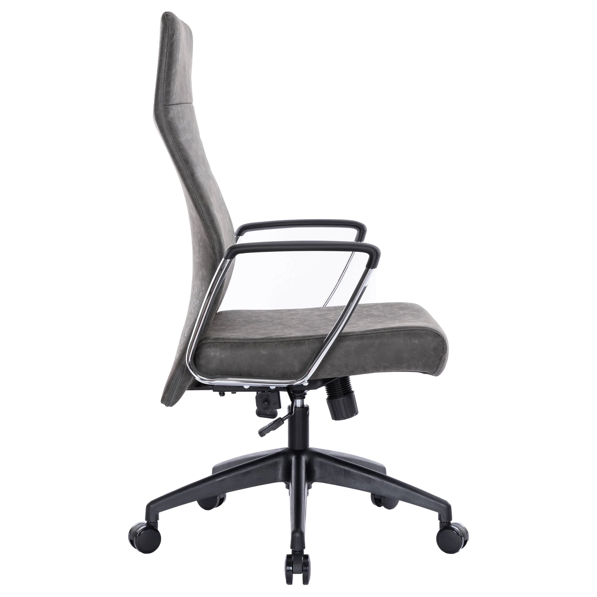 Hilton High-Back Leather Office Chair Adjustable Seat Height in Nylon - Elax Furniture
