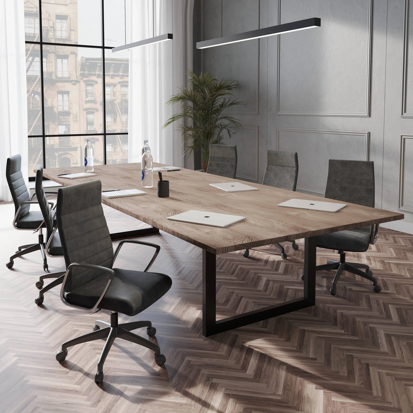 Hilton High-Back Leather Office Chair Adjustable Seat Height in Nylon - Elax Furniture