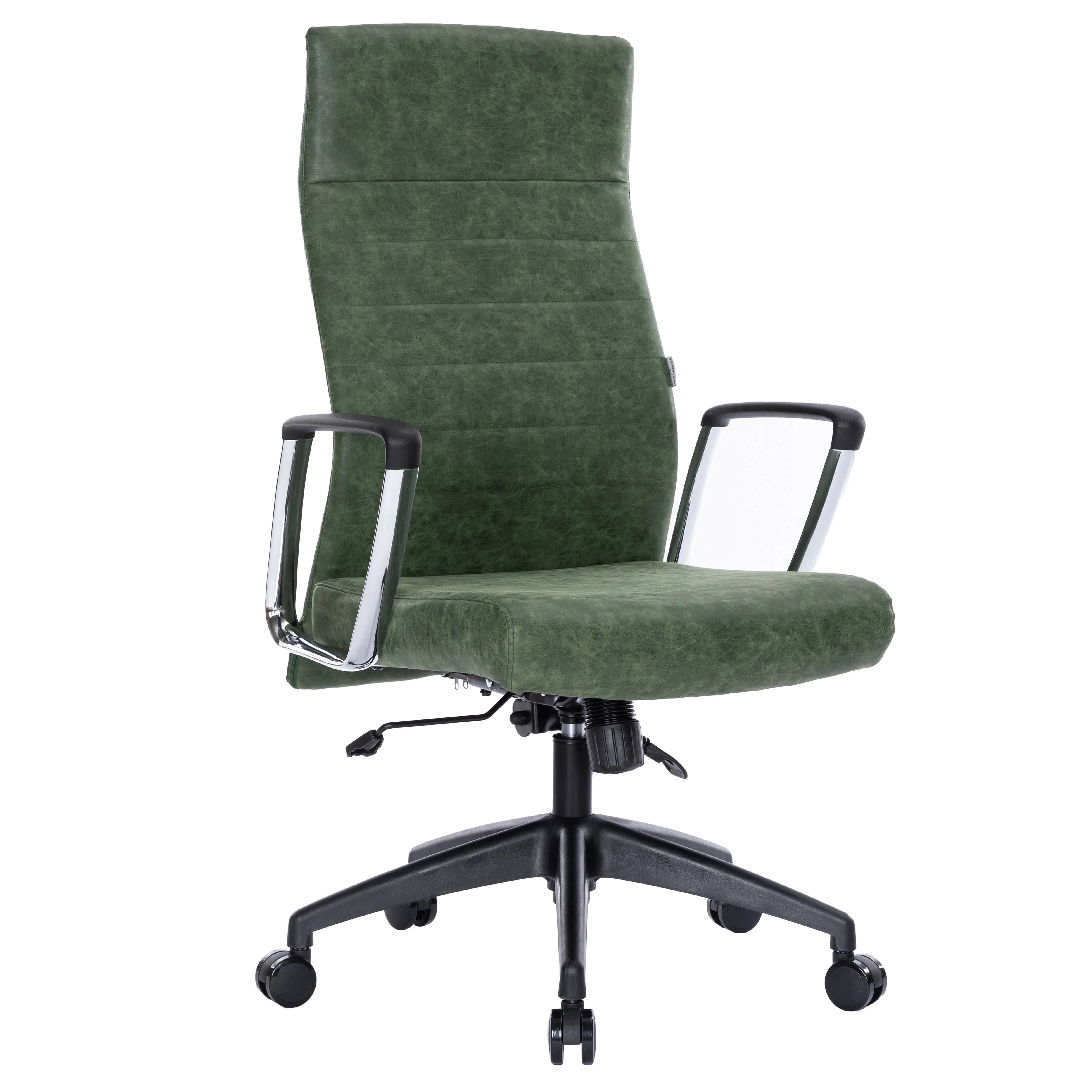 Hilton High-Back Leather Office Chair Adjustable Seat Height in Nylon - Elax Furniture