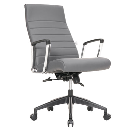 Hilton High-Back Leather Office Chair Adjustable Seat Height in Nylon - Elax Furniture