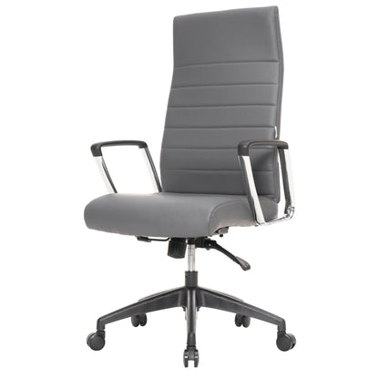 Hilton High-Back Leather Office Chair Adjustable Seat Height in Nylon - Elax Furniture