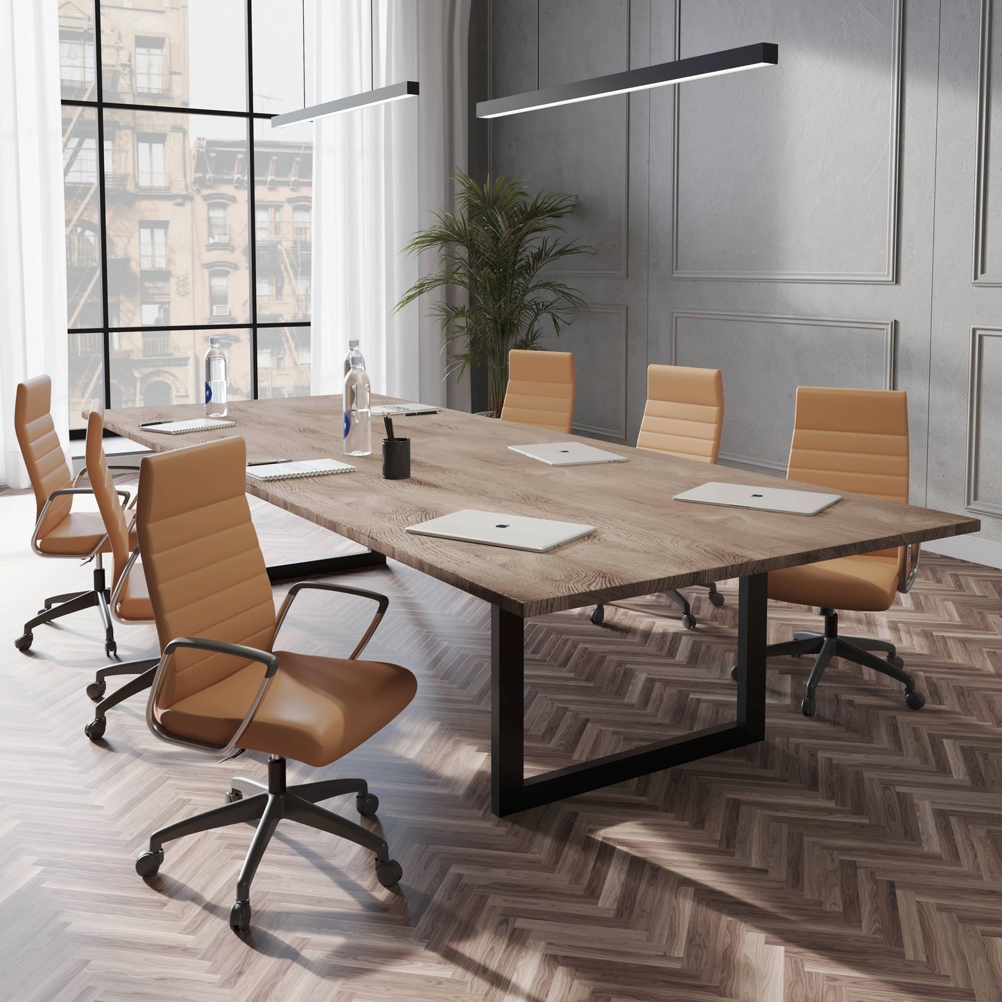 Hilton High-Back Leather Office Chair Adjustable Seat Height in Nylon - Elax Furniture