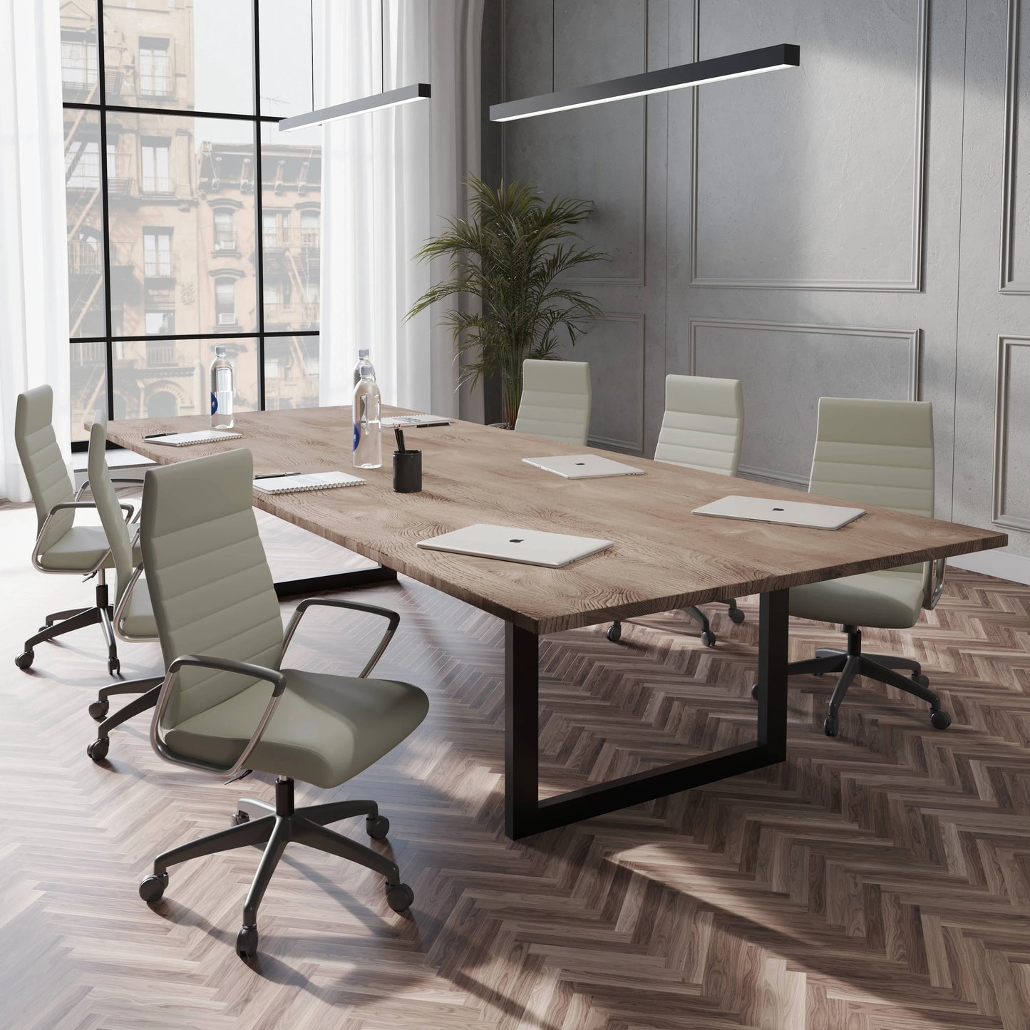 Hilton High-Back Leather Office Chair Adjustable Seat Height in Nylon - Elax Furniture