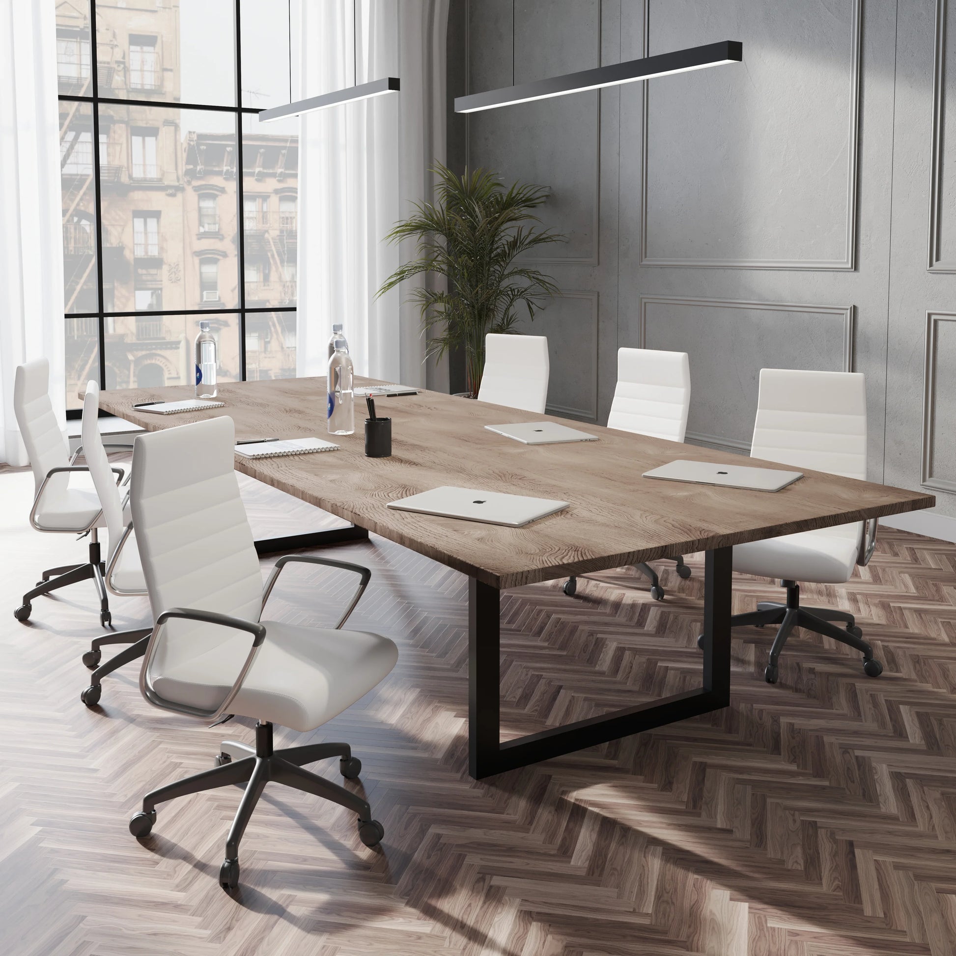 Hilton High-Back Leather Office Chair Adjustable Seat Height in Nylon - Elax Furniture