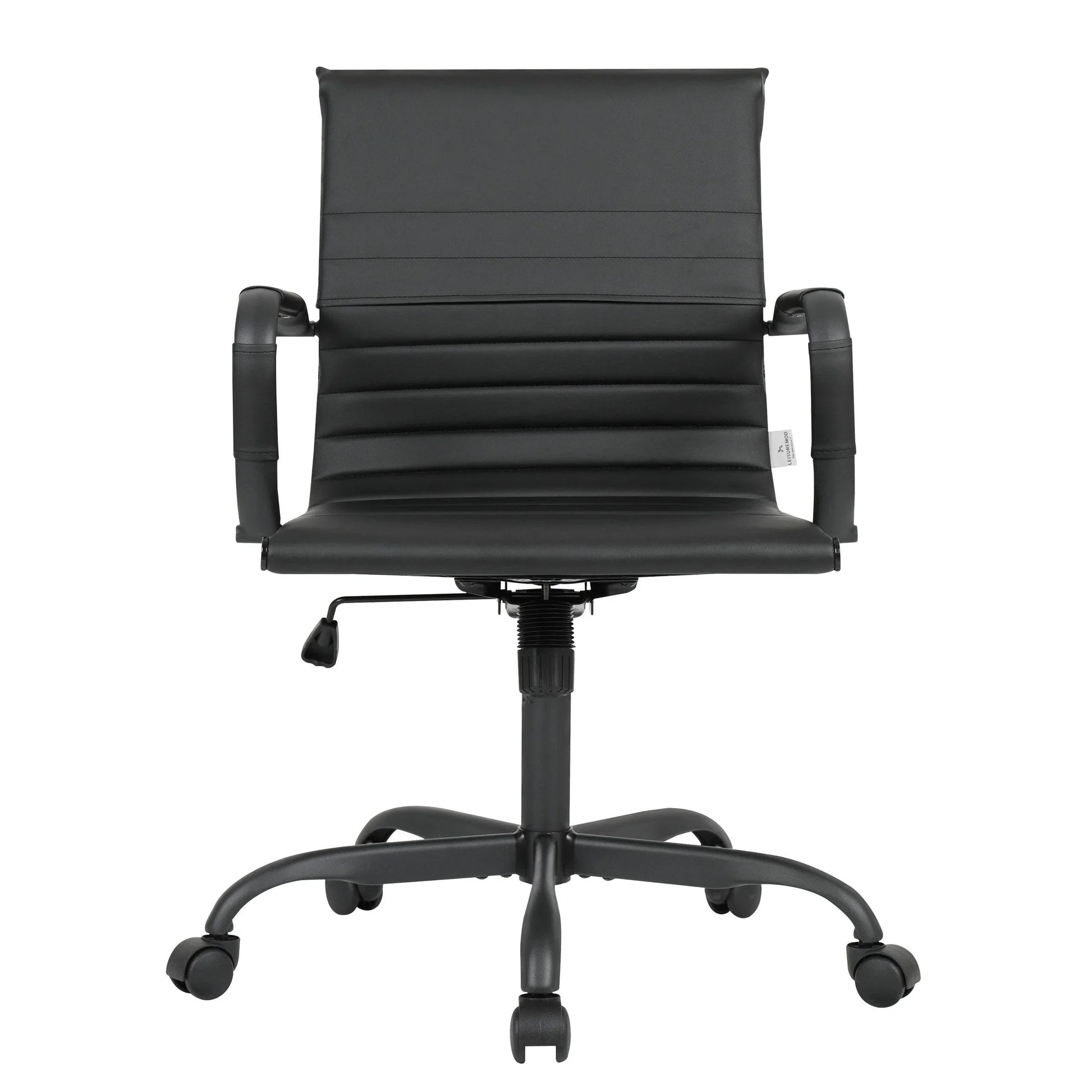 Harris Mid-Back Leather Adjustable Office Conference Chair with Armrests - Elax Furniture