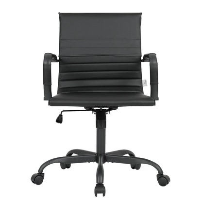 Harris Mid-Back Leather Adjustable Office Conference Chair with Armrests - Elax Furniture