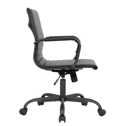 Harris Mid-Back Leather Adjustable Office Conference Chair with Armrests - Elax Furniture