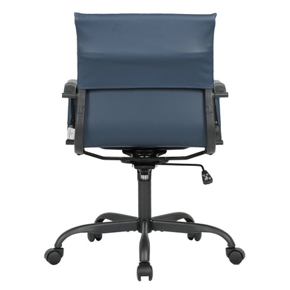 Harris Mid-Back Leather Adjustable Office Conference Chair with Armrests - Elax Furniture