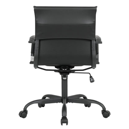 Harris Mid-Back Leather Adjustable Office Conference Chair with Armrests - Elax Furniture