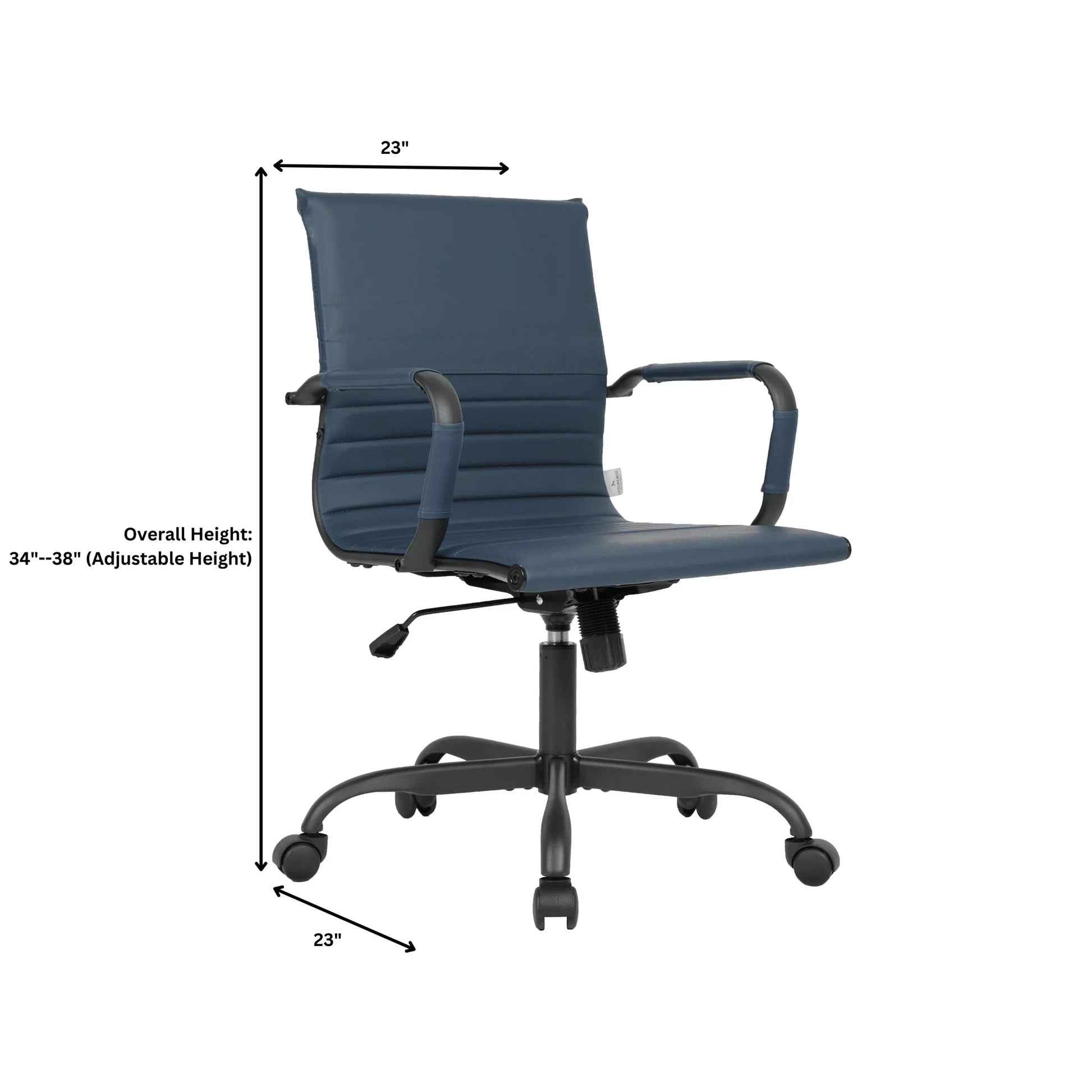 Harris Mid-Back Leather Adjustable Office Conference Chair with Armrests - Elax Furniture