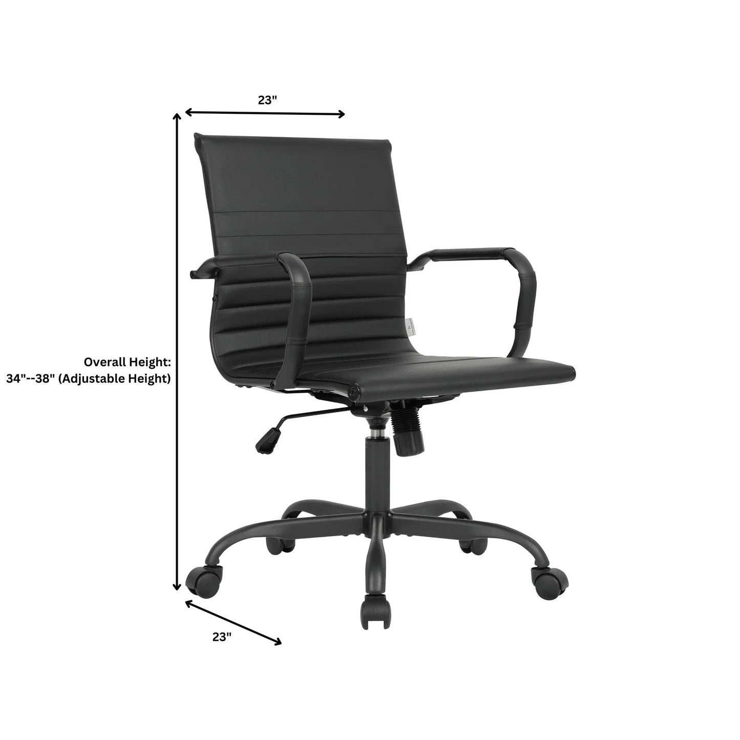 Harris Mid-Back Leather Adjustable Office Conference Chair with Armrests - Elax Furniture