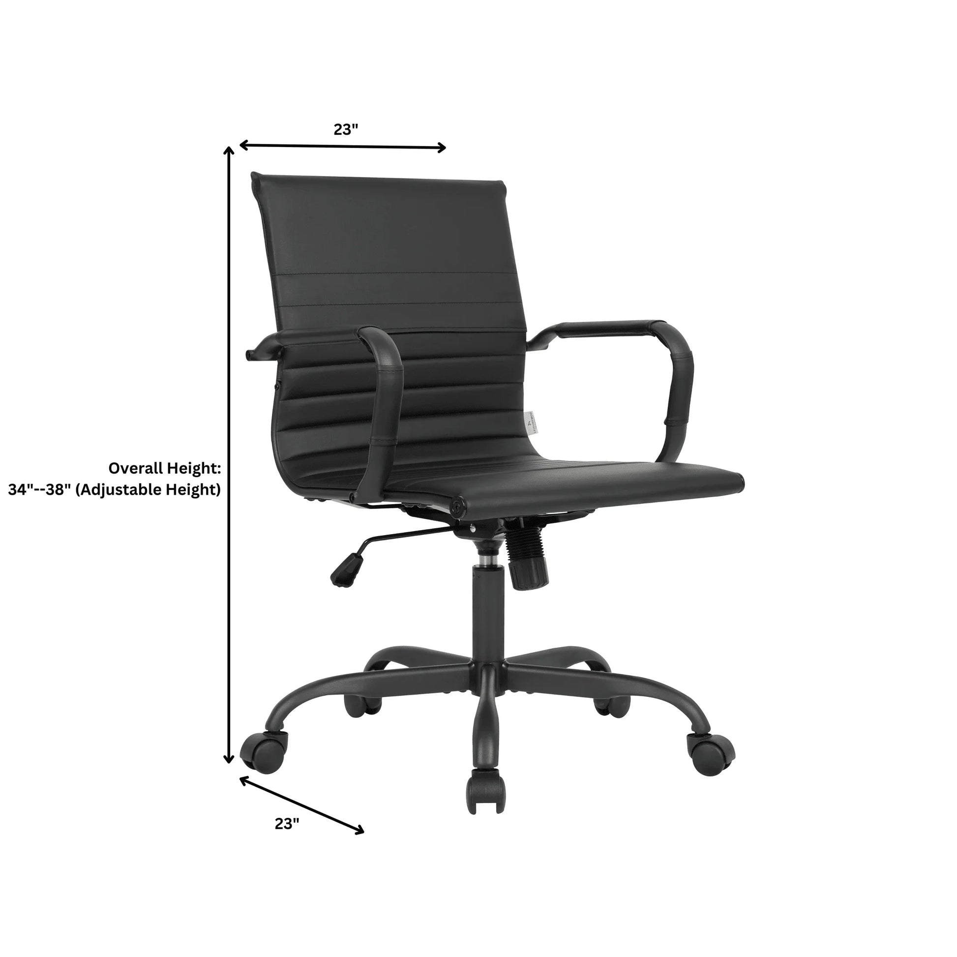 Harris Mid-Back Leather Adjustable Office Conference Chair with Armrests - Elax Furniture