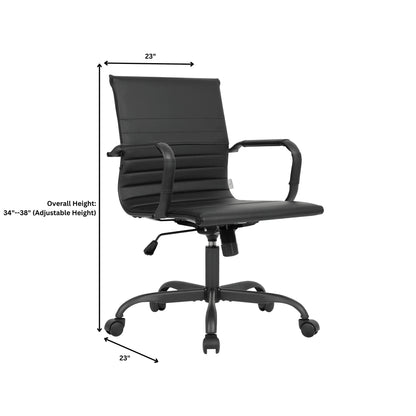 Harris Mid-Back Leather Adjustable Office Conference Chair with Armrests - Elax Furniture