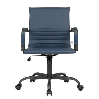 Harris Mid-Back Leather Adjustable Office Conference Chair with Armrests - Elax Furniture