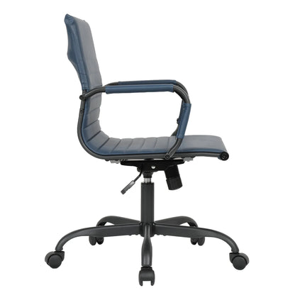 Harris Mid-Back Leather Adjustable Office Conference Chair with Armrests - Elax Furniture