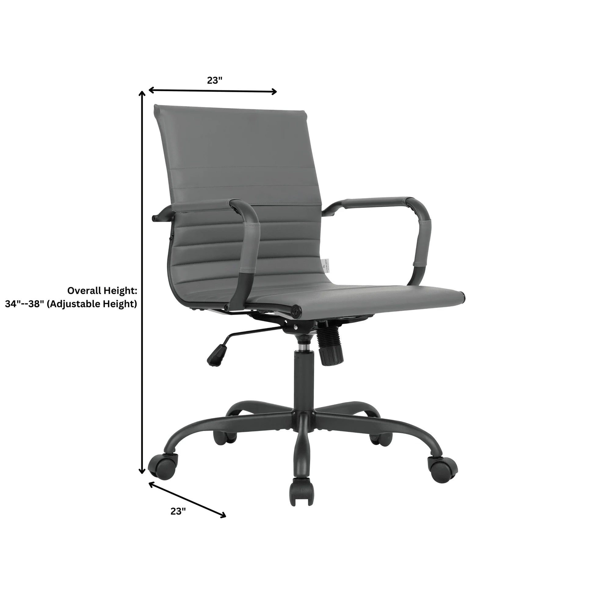 Harris Mid-Back Leather Adjustable Office Conference Chair with Armrests - Elax Furniture