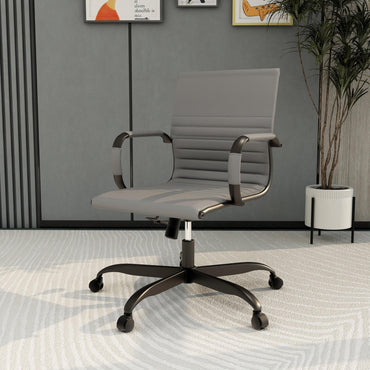 Harris Mid-Back Leather Adjustable Office Conference Chair with Armrests - Elax Furniture