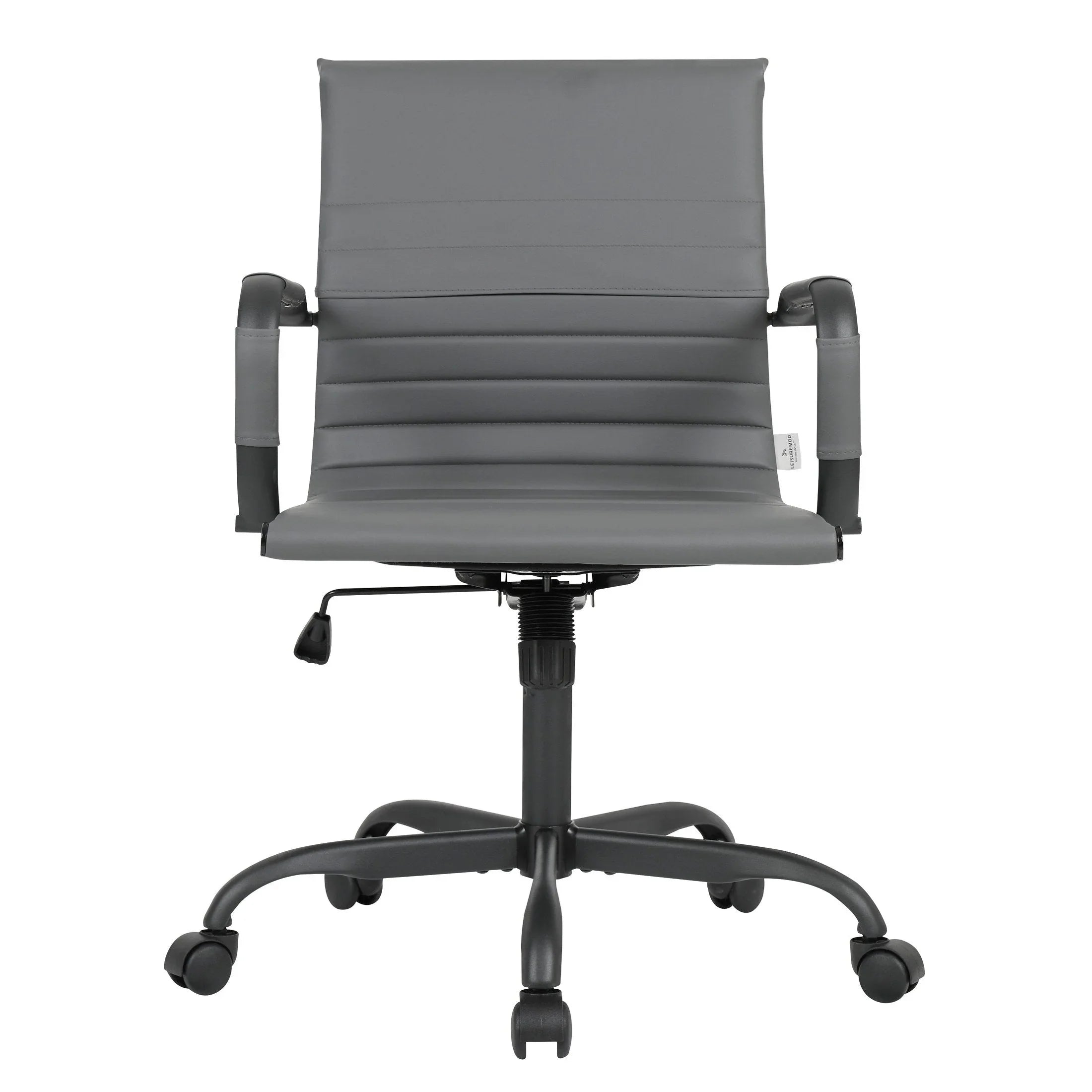 Harris Mid-Back Leather Adjustable Office Conference Chair with Armrests - Elax Furniture