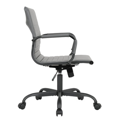 Harris Mid-Back Leather Adjustable Office Conference Chair with Armrests - Elax Furniture