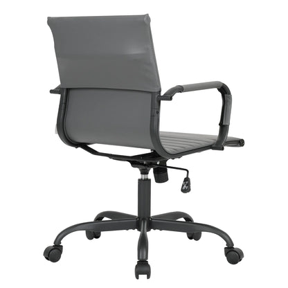 Harris Mid-Back Leather Adjustable Office Conference Chair with Armrests - Elax Furniture
